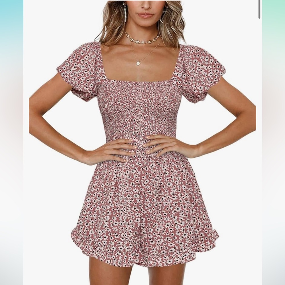 Pink Floral Romper